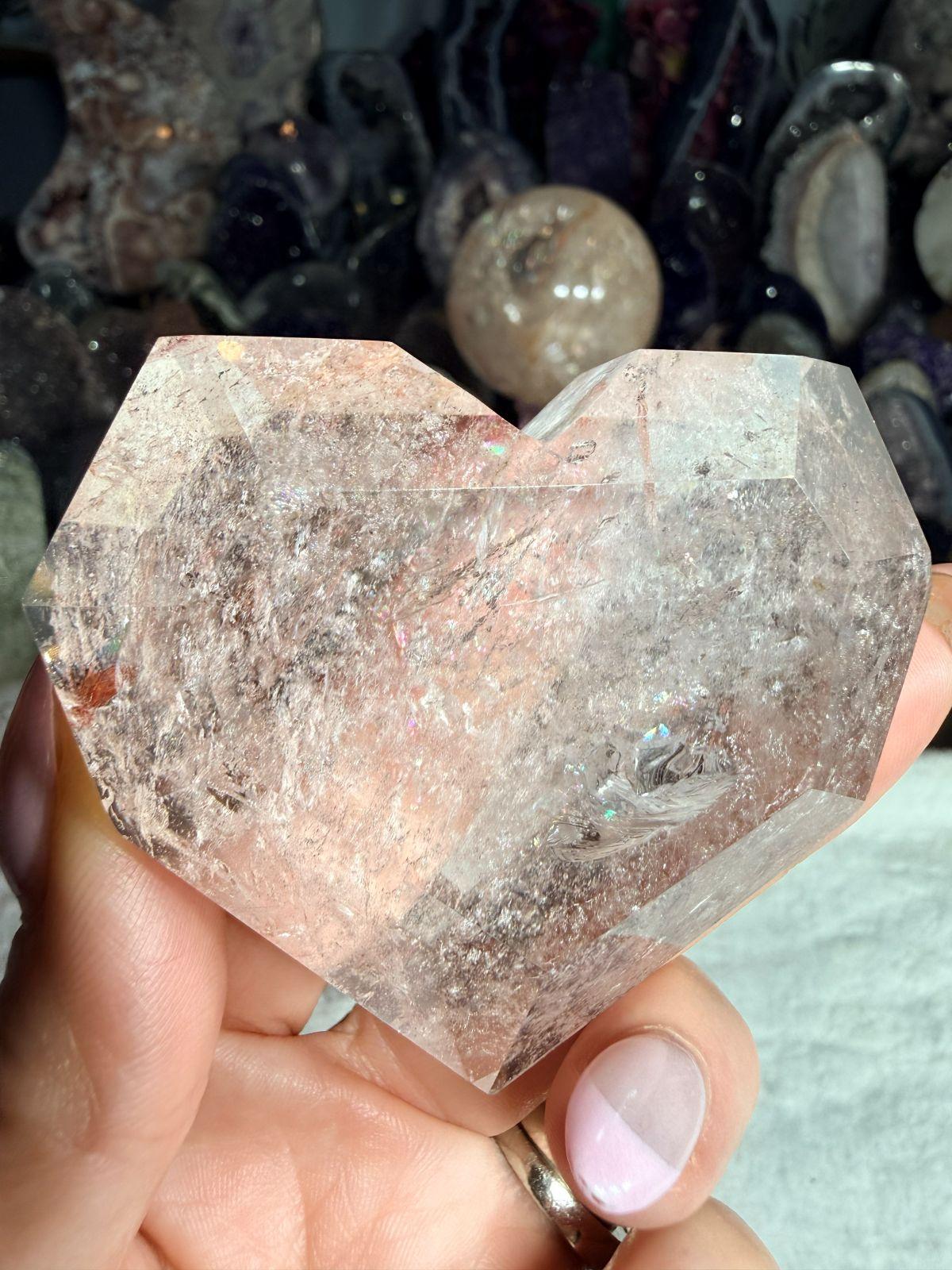 Pink Himalayan Quartz Faceted Heart